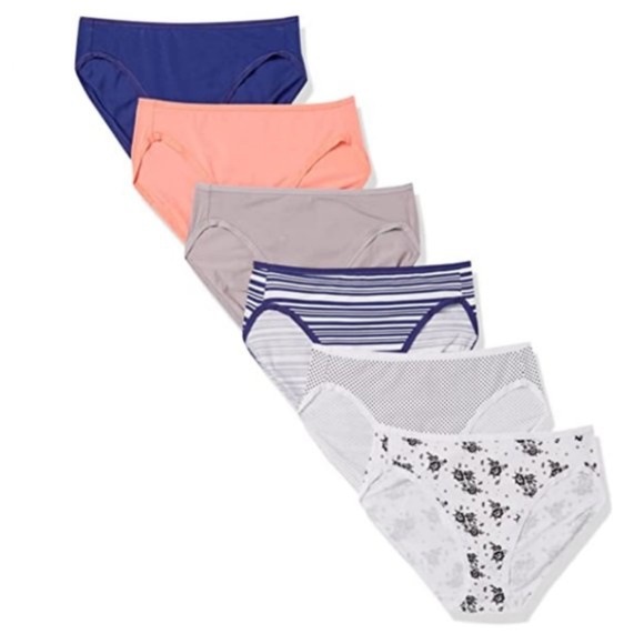 NEW AMAZON ESSENTIALS MEDIUM HI CUT BRIEF PANTIES  6 PANTIES IN SET - Picture 1 of 6